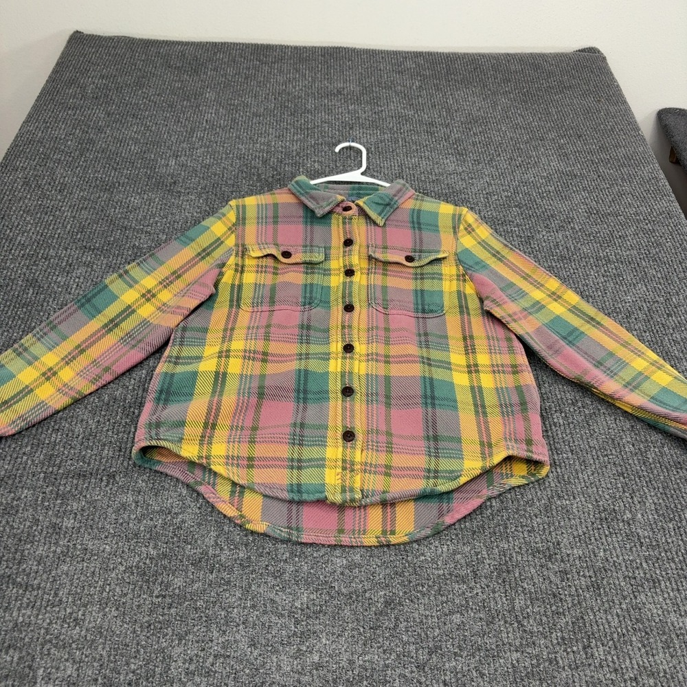L.L. Bean Yellow Pink Green Plaid Button-Down Shirt